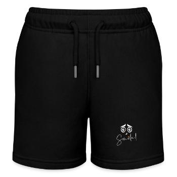 Smile - please smile - Kids Organic Sweat Shorts by Stanley/Stella - black - Front