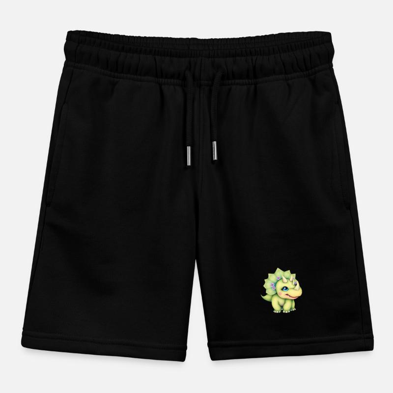 Fröhlicher Cartoon-Dinosaurier mit Blumenkrone Kinder Organic Joggingshorts Mini Bolter von Stanley/Stella