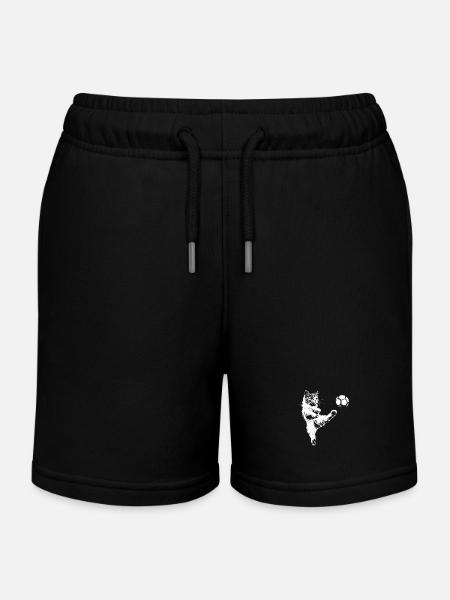 Katze Fußball Fussballer - Kinder Organic Joggingshorts Mini Bolter von Stanley/Stella - Schwarz