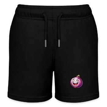 Laughing Cartoon Onion - Kids Organic Sweat Shorts by Stanley/Stella - black - Front