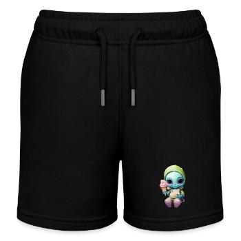 Alien Außerirdischer Mädchen Eis Sommer - Kinder Organic Joggingshorts Mini Bolter von Stanley/Stella - Schwarz - Vorne