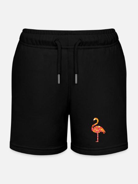 Flamant rose des feuilles d’automne - Short de jogging enfant bio Stanley/Stella - noir