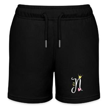 Lettre N Lettre initiale Couronne - Short de jogging enfant bio Stanley/Stella - noir - Devant