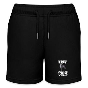 Hund Whippet - Kinder Organic Joggingshorts Mini Bolter von Stanley/Stella - Schwarz - Vorne
