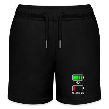 Me and My Parents Battery - Baby Shower Gift - Kids Organic Sweat Shorts by Stanley/Stella - black - Front