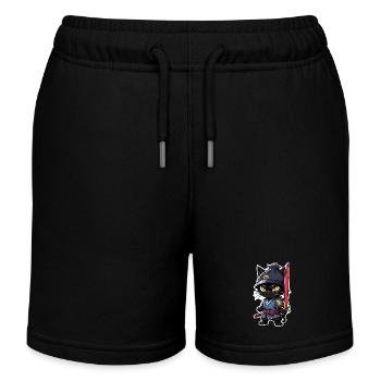 Ninja Cat - Samurai Kitten - Kids Organic Sweat Shorts by Stanley/Stella - black - Front