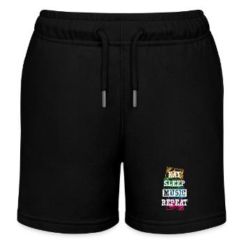 Eat Sleep Music Repeat - Kinder Organic Joggingshorts Mini Bolter von Stanley/Stella - Schwarz - Vorne