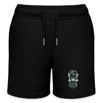 Steampunk Cat Black Rose Gothic - Kids Organic Sweat Shorts by Stanley/Stella - black - Front