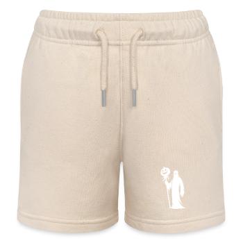 Scary Ghost Halloween Pumpkin Lantern - Kids Organic Sweat Shorts by Stanley/Stella - soft Ecru - Front