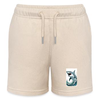 Shark | Great White Shark | Sea Creature | Fish - Kids Organic Sweat Shorts by Stanley/Stella - soft Ecru - Front