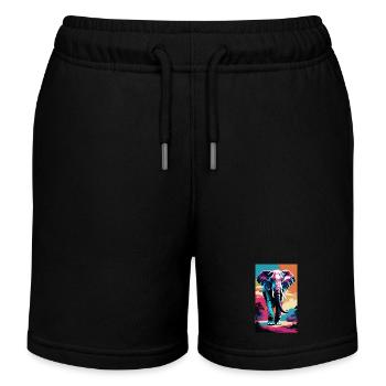 Elefant | Wildtier | Afrika | Kindermotive - Kinder Organic Joggingshorts Mini Bolter von Stanley/Stella - Schwarz - Vorne