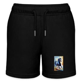 Horse | Horse Riding | Animal | Mount | Colorful - Kids Organic Sweat Shorts by Stanley/Stella - black - Front