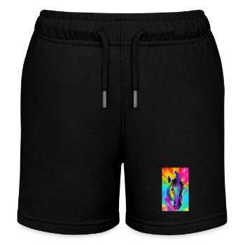 Pferd | reiten | Tier | Reittier | Bunt - Kinder Organic Joggingshorts Mini Bolter von Stanley/Stella - Schwarz - Vorne
