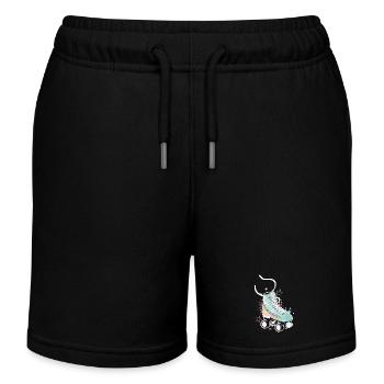 Patin à roulettes en couleurs rétro avec des graffitis et des étoiles - Short de jogging enfant bio Stanley/Stella - noir - Devant
