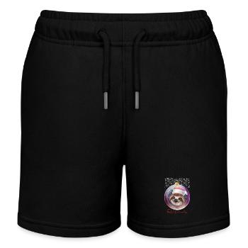 Frohe Weihnachten Weihnachtsoutfit Faultier - Kinder Organic Joggingshorts Mini Bolter von Stanley/Stella - Schwarz - Vorne