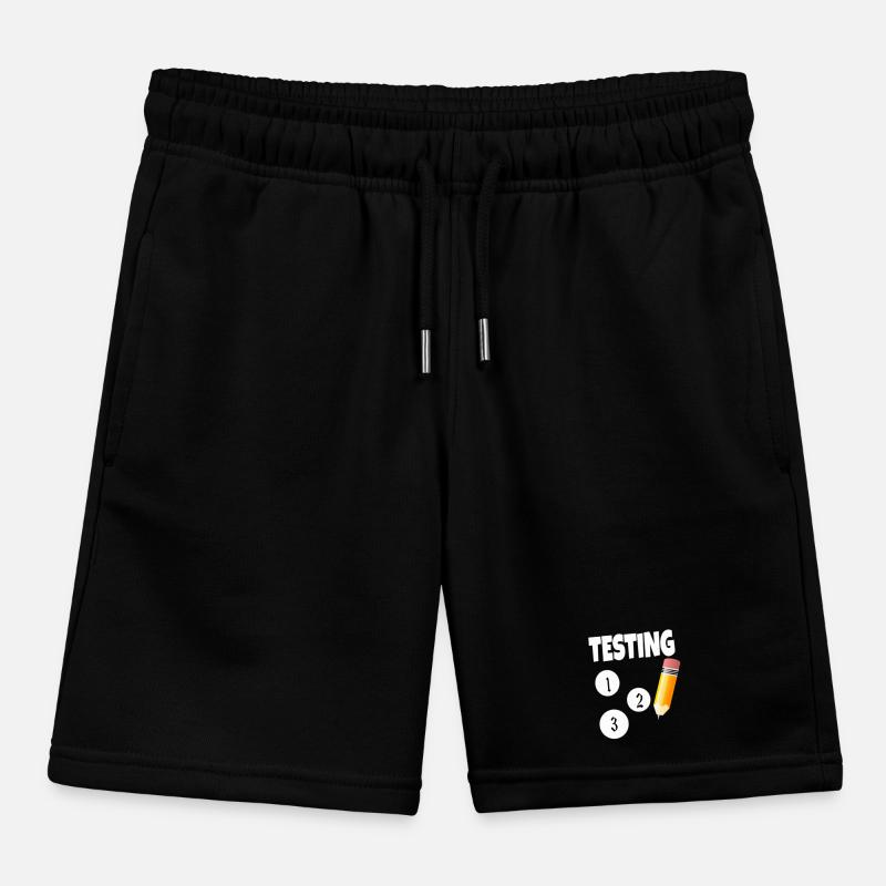 Testing 123 with pencil Kids Organic Sweat Shorts by Stanley/Stella