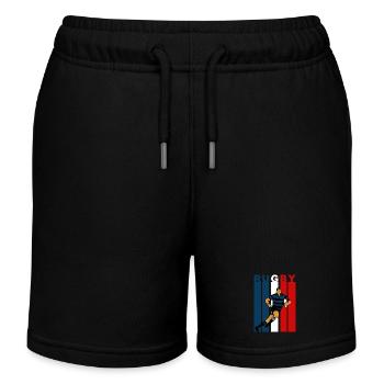 Rugbyspieler auf dreifarbigem Hintergrund - Kinder Organic Joggingshorts Mini Bolter von Stanley/Stella - Schwarz - Vorne