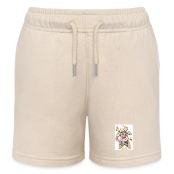 Humorvoller Rentier Cartoon Design - Kinder Organic Joggingshorts Mini Bolter von Stanley/Stella - Natur - Vorne