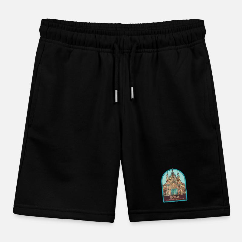 Illustration Facade Cathedral Cologne, Germany Kids Organic Sweat Shorts by Stanley/Stella
