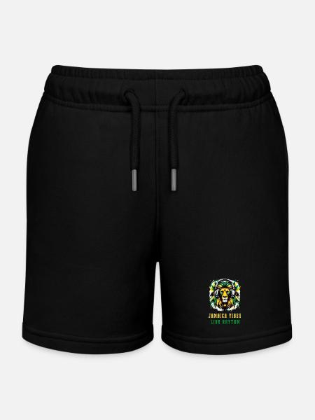 Jamaika Löwen Reggae Design - Kinder Organic Joggingshorts Mini Bolter von Stanley/Stella - Schwarz