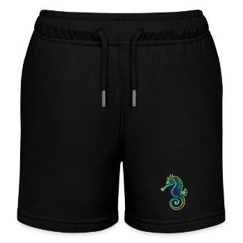 Hippocampe dégradé bleu jaune vert tribal - Short de jogging enfant bio Stanley/Stella - noir - Devant