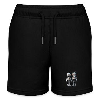 Couple de robots - Short de jogging enfant bio Stanley/Stella - noir - Devant