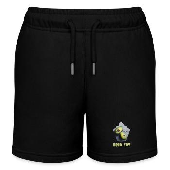 Avocado Print with Whimsical Cupcake Motif - Kids Organic Sweat Shorts by Stanley/Stella - black - Front