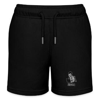 Overworked & Underpaid Skeleton Work Shirt - Kids Organic Sweat Shorts by Stanley/Stella - black - Front