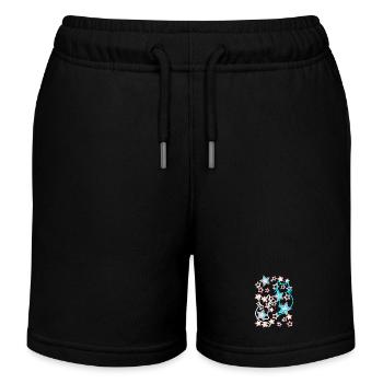 Retro Sterne Katzen Kinder 60er - Kinder Organic Joggingshorts Mini Bolter von Stanley/Stella - Schwarz - Vorne