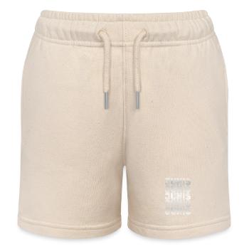 JUNIS Raster Typografie Muster - Kinder Organic Joggingshorts Mini Bolter von Stanley/Stella - Natur - Vorne