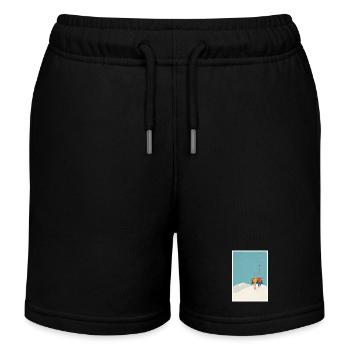 Schneebedecktes Skilift-Duo - Kinder Organic Joggingshorts Mini Bolter von Stanley/Stella - Schwarz - Vorne