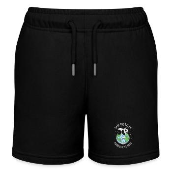Rettet die Erde, Pandas leben hier - Kinder Organic Joggingshorts Mini Bolter von Stanley/Stella - Schwarz - Vorne