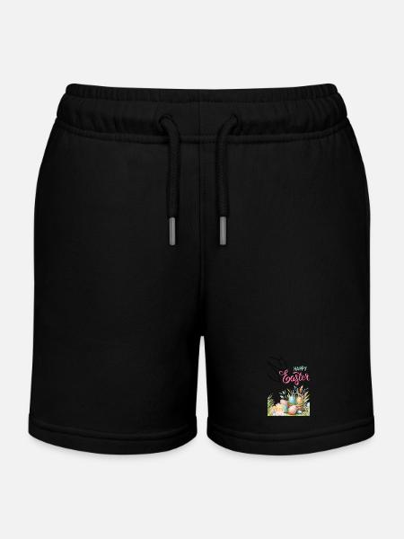 Pastel Easter Basket and Eggs - Kids Organic Sweat Shorts by Stanley/Stella - black