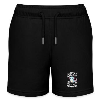 Axolotl Ate My Homework - Kids Organic Sweat Shorts by Stanley/Stella - black - Front
