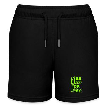 Attitude de « Sois gentil ou laisse » drôle de phrase - Short de jogging enfant bio Stanley/Stella - noir - Devant