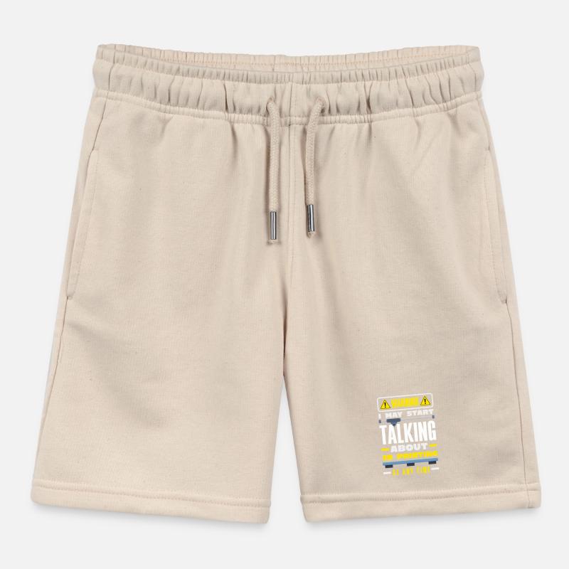 Warning could talk about 3D printing at any time Kids Organic Sweat Shorts by Stanley/Stella