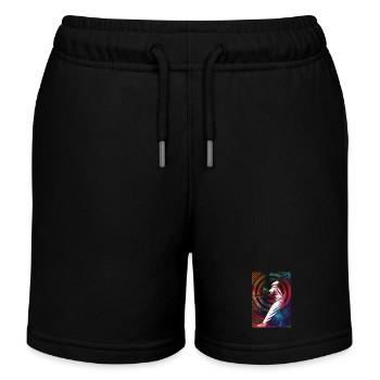 Golfer in einem bunten Strudel - Kinder Organic Joggingshorts Mini Bolter von Stanley/Stella - Schwarz - Vorne