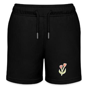 Wasserfarbene Tulpe - Kinder Organic Joggingshorts Mini Bolter von Stanley/Stella - Schwarz - Vorne
