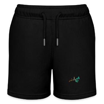 Horn player heartbeat French horn - Kids Organic Sweat Shorts by Stanley/Stella - black - Front