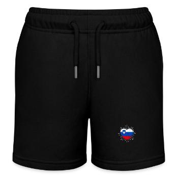 Slowenen Herz Slowenien - Kinder Organic Joggingshorts Mini Bolter von Stanley/Stella - Schwarz - Vorne