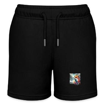 Aquarell Fuchs, Fuchs, Winter Hintergrund - Kinder Organic Joggingshorts Mini Bolter von Stanley/Stella - Schwarz - Vorne