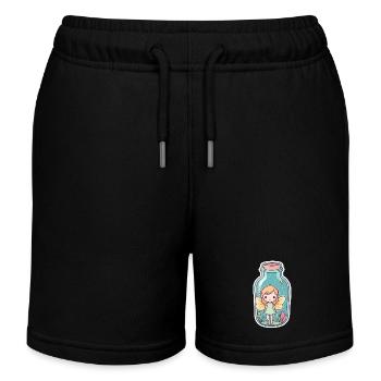 Cute fairy girl with wings in a jar - Kids Organic Sweat Shorts by Stanley/Stella - black - Front