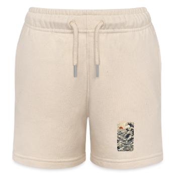 Ukiyo-E Wave Vintage Japan Streetwear - Kids Organic Sweat Shorts by Stanley/Stella - soft Ecru - Front