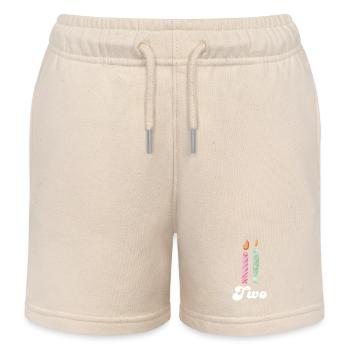 2e anniversaire bougie - Short de jogging enfant bio Stanley/Stella - écru doux - Devant