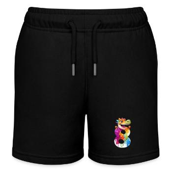 NUMMER 8 JAHRE DINOSAURIER 8. GEBURTSTAG DINO - Kinder Organic Joggingshorts Mini Bolter von Stanley/Stella - Schwarz - Vorne