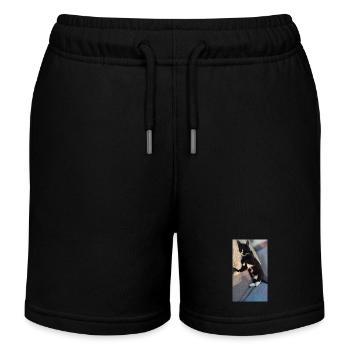 TUXEDO CAT SLEEPING - Kids Organic Sweat Shorts by Stanley/Stella - black - Front