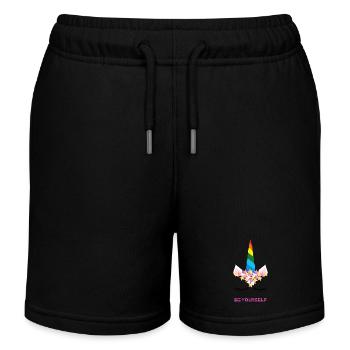 Be Yourself, LGBTQ+, CSD, Regenbogen, Einhorn - Kinder Organic Joggingshorts Mini Bolter von Stanley/Stella - Schwarz - Vorne