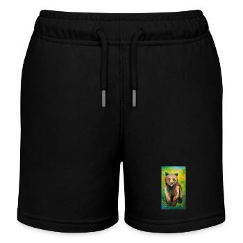 Bear Painting Bär Gemälde - Kinder Organic Joggingshorts Mini Bolter von Stanley/Stella - Schwarz - Vorne
