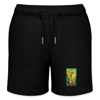 Giraffe Painting Gemälde Kunst comic - Kinder Organic Joggingshorts Mini Bolter von Stanley/Stella - Schwarz - Vorne