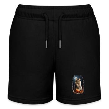 Norwegische Waldkatze Halloween - Kinder Organic Joggingshorts Mini Bolter von Stanley/Stella - Schwarz - Vorne